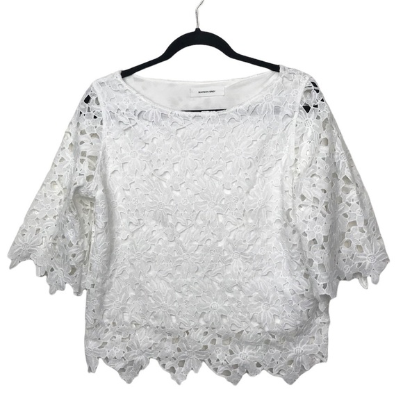 Mayson Grey White Lace Embroidered Blouse Oversized Size 2 - Picture 1 of 10